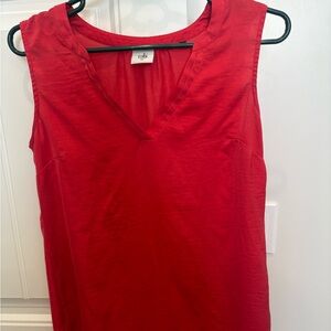 CAbi Bold Red Sleeveless V-Neck Blouse